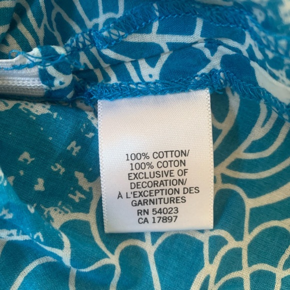 Banana Republic Ruffled Tank Top Women’s 8 Blue White Floral 100% Cotton Blouse - Picture 6 of 8